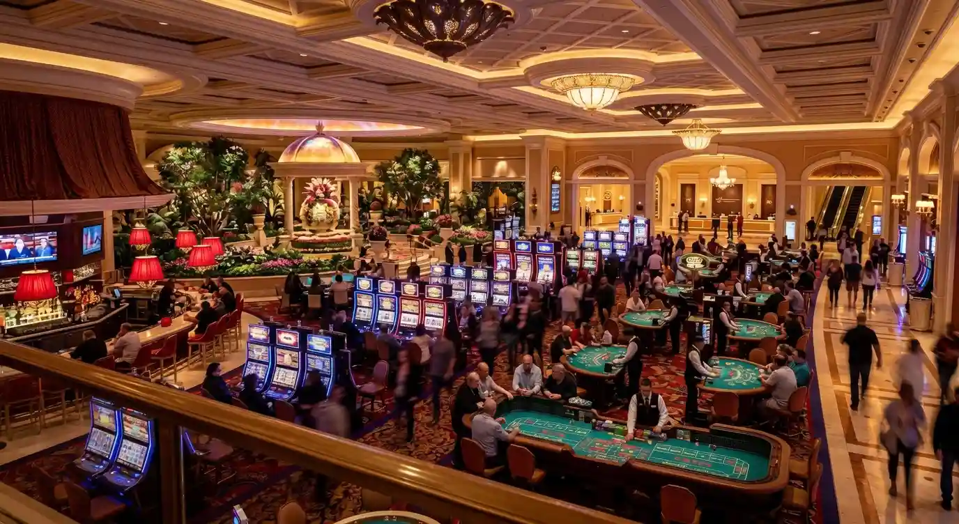 Interior of a Las Vegas casino resort — slip and fall hazards on casino floors and hotel lobbies