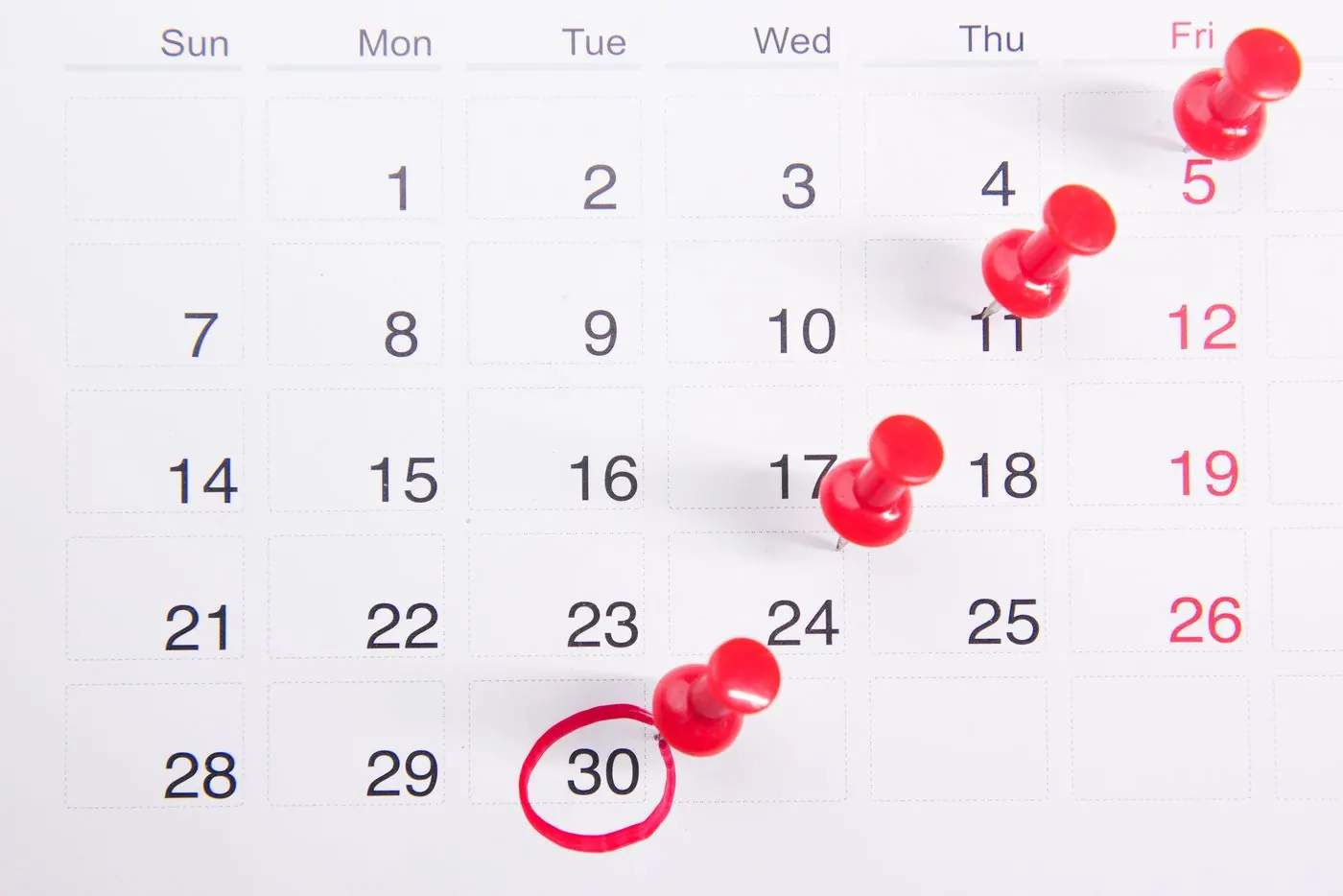 A calendar marked with medical appointments