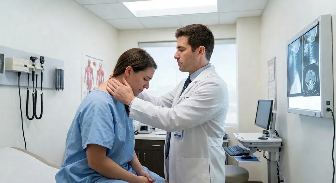Doctor examining a patient for injuries after a Las Vegas car accident