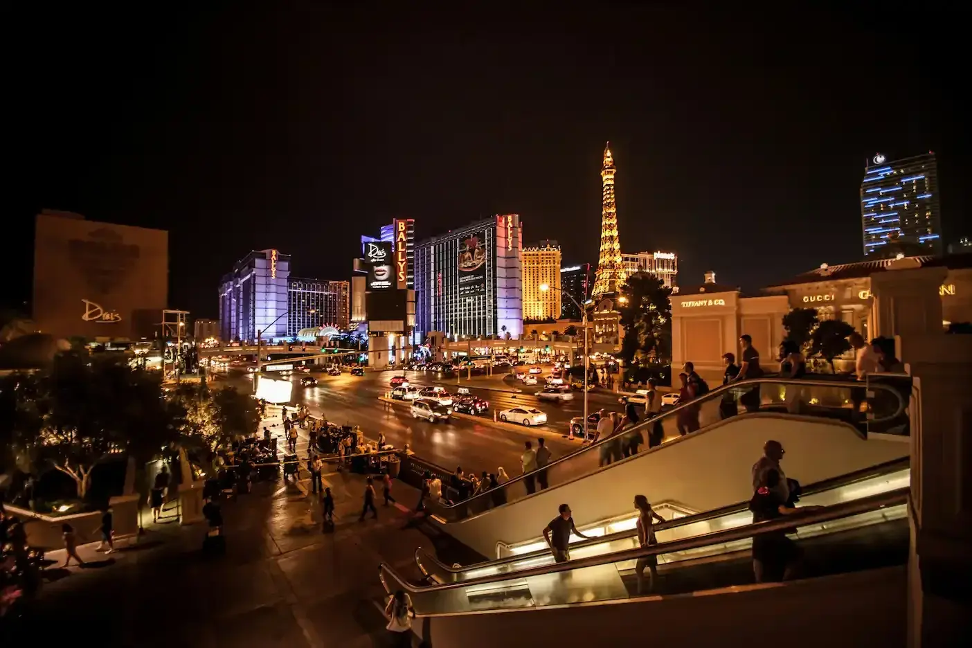 Las Vegas Strip at night with pedestrians crossing — pedestrian accident laws in Las Vegas