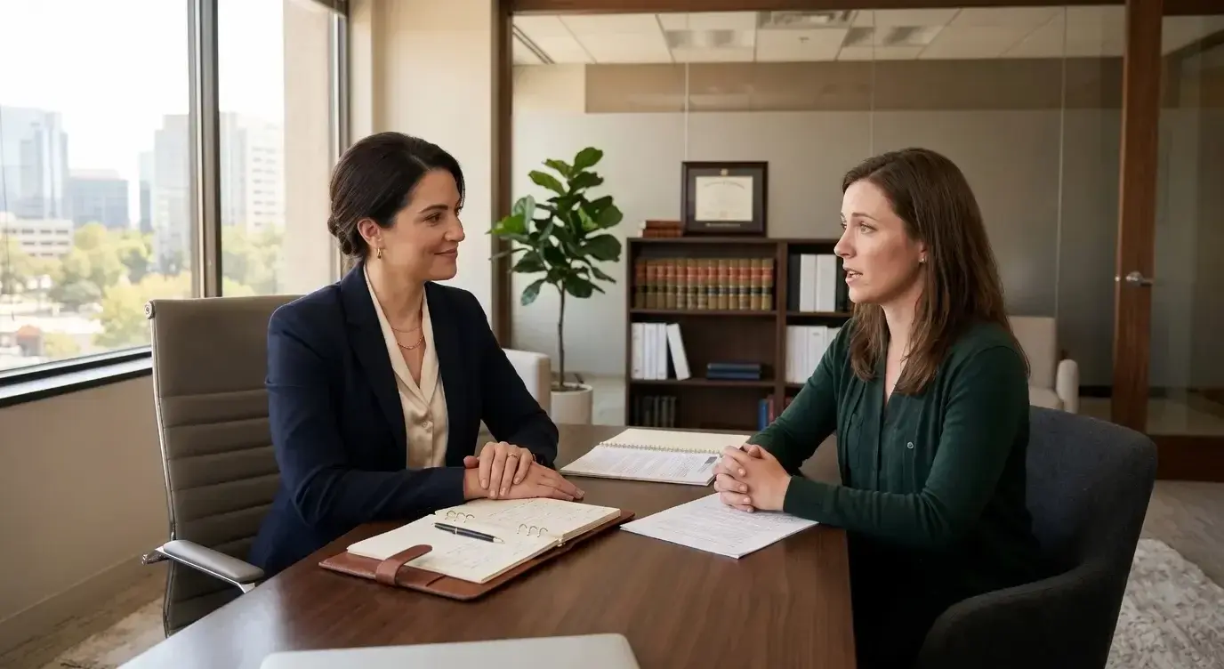 Attorney meeting with pedestrian accident client to discuss legal rights and compensation in Las Vegas